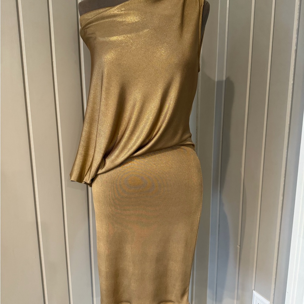 Gold BCBG off the shoulder dress